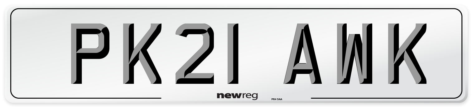 PK21 AWK Number Plate from New Reg